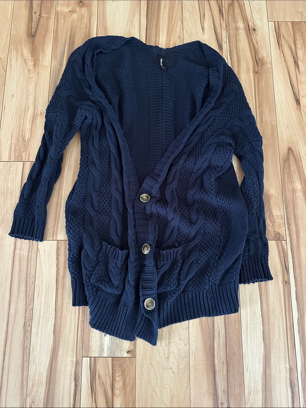 Agnes & Dora Navy Cable-Knit Button Cardigan